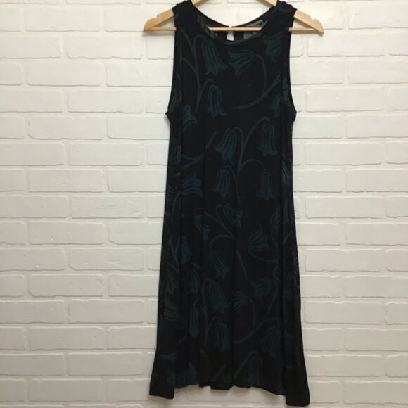 Chelsea And Theodore Jersey Trumpet Dress Black And Green Stretchy Sleeveless - Picture 10 of 10